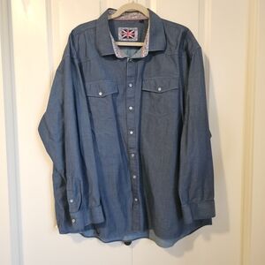 Soul Of London Men's Cotton Blue Snap Down Shirt Sz 3XL 20.5